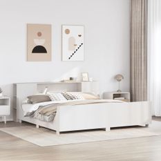 Cadre de lit sans matelas blanc 180x200 cm bois massif de pin