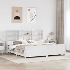 Cadre de lit sans matelas blanc 200x200 cm bois massif de pin