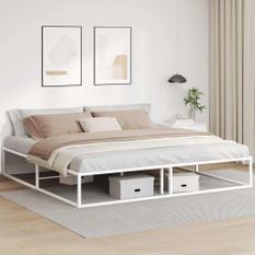 Cadre de lit sans matelas blanc 200x200 cm métal