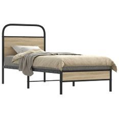 Cadre de lit sans matelas chêne fumé 75x190cm bois d'ingénierie