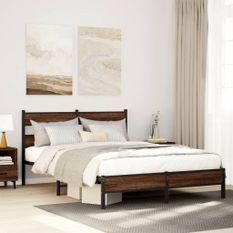 Cadre de lit sans matelas chêne marron 137x190 cm