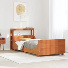 Cadre de lit sans matelas cire marron 100x200cm bois pin massif