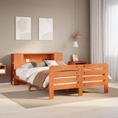 Cadre de lit sans matelas cire marron 120x190cm bois pin massif