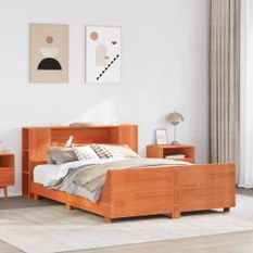 Cadre de lit sans matelas cire marron 120x200cm bois pin massif