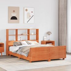 Cadre de lit sans matelas cire marron 120x200cm bois pin massif