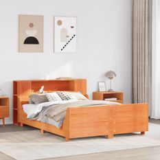 Cadre de lit sans matelas cire marron 120x200cm bois pin massif