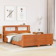 Cadre de lit sans matelas cire marron 140x200cm bois pin massif