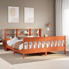 Cadre de lit sans matelas cire marron 180x200cm bois pin massif