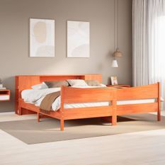 Cadre de lit sans matelas cire marron 180x200cm bois pin massif