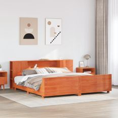 Cadre de lit sans matelas cire marron 180x200cm bois pin massif