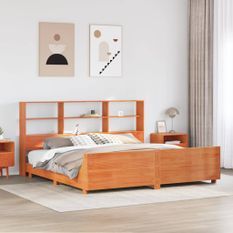 Cadre de lit sans matelas cire marron 180x200cm bois pin massif