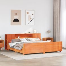 Cadre de lit sans matelas cire marron 180x200cm bois pin massif