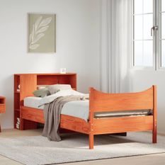 Cadre de lit sans matelas cire marron 75x190 cm bois pin massif