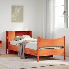 Cadre de lit sans matelas cire marron 90x190 cm bois pin massif