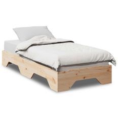 Cadre de lit sans matelas empilable 100x200 cm bois massif