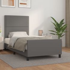 Cadre de lit sans matelas gris 90x190 cm similicuir