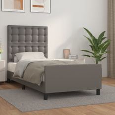 Cadre de lit sans matelas gris 90x190 cm similicuir