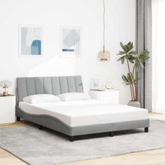 Cadre de lit sans matelas gris clair 120x200 cm tissu