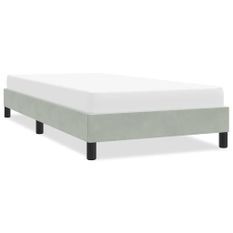 Cadre de lit sans matelas gris clair 90x210 cm velours