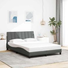 Cadre de lit sans matelas gris foncé 120x200 cm tissu