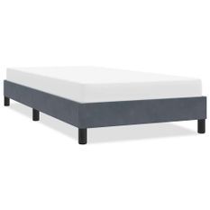 Cadre de lit sans matelas gris foncé 90x220 cm velours