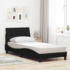 Cadre de lit sans matelas noir 90x200 cm tissu