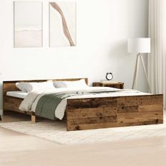 Cadre de lit sans matelas vieux bois 120x200 cm bois ingénierie