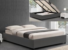 Cadre de lit simili gris avec rangement Studi 160