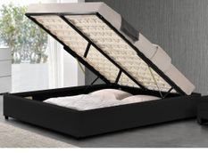 Cadre de lit simili noir avec rangement Studi 140