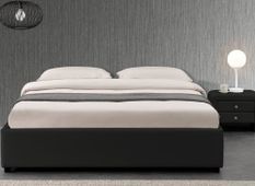 Cadre de lit similicuir noir avec rangement Studi 180