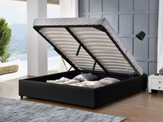 Cadre lit coffre simili cuir noir Break 160x200 cm