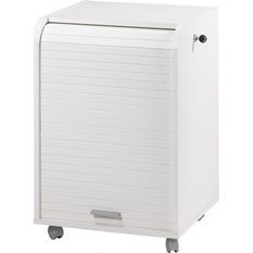 Caisson de bureau à rideau ORGA 70 cm blanc – Meuble mobile avec 2 tiroirs et rangement dossiers suspendus