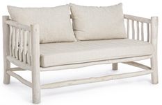 Canapé 2 places SAHEL en bois massif de teck blanchi – coussins déhoussables – 140 cm