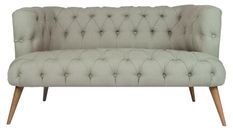 Canapé 2 places style Chesterfield tissu gris clair Wester 140 cm