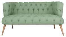 Canapé 2 places style Chesterfield tissu vert pastel Wester 140 cm