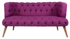 Canapé 2 places style Chesterfield tissu violet Wester 140 cm