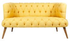 Canapé 2 places style Chesterfield tissu jaune Wester 140 cm