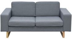 Canapé 2 places tissu gris clair et pieds métal effet bois Sarane