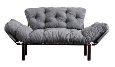 Canapé 2 places transformable en lit tissu gris clair Pliaz 155 cm