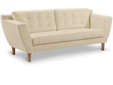 Canapé 3 places Capitonné Tissu Beige Mondo