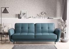 Canapé 3 places convertible en tissu BOZA - Pieds bois noir