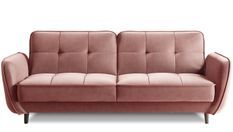 Canapé 3 places convertible en velours BOZA - Pieds bois noir