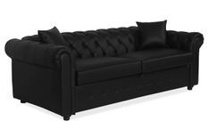 Canapé 3 places convertible simili cuir noir Omin 206 cm