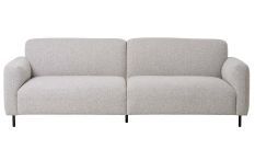Canapé 3 places SALVADOR en tissu bouclette gris clair – 228 cm