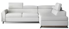 Canapé angle droit convertible simili cuir blanc avec têtières réglables Nikos 265 cm