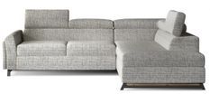 Canapé angle droit convertible tissu gris clair chiné avec têtières réglables Nikos 265 cm