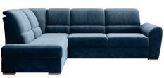 Canapé angle gauche convertible tissu bleu foncé et pieds acier chromé Zabor 270 cm