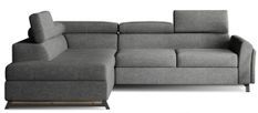 Canapé angle gauche convertible tissu gris avec têtières réglables Nikos 265 cm
