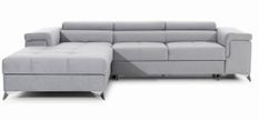 Canapé angle gauche convertible tissu gris clair avec appuis-tête réglables Rikaro 280 cm