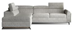Canapé angle gauche convertible tissu gris clair chiné avec têtières réglables Nikos 265 cm